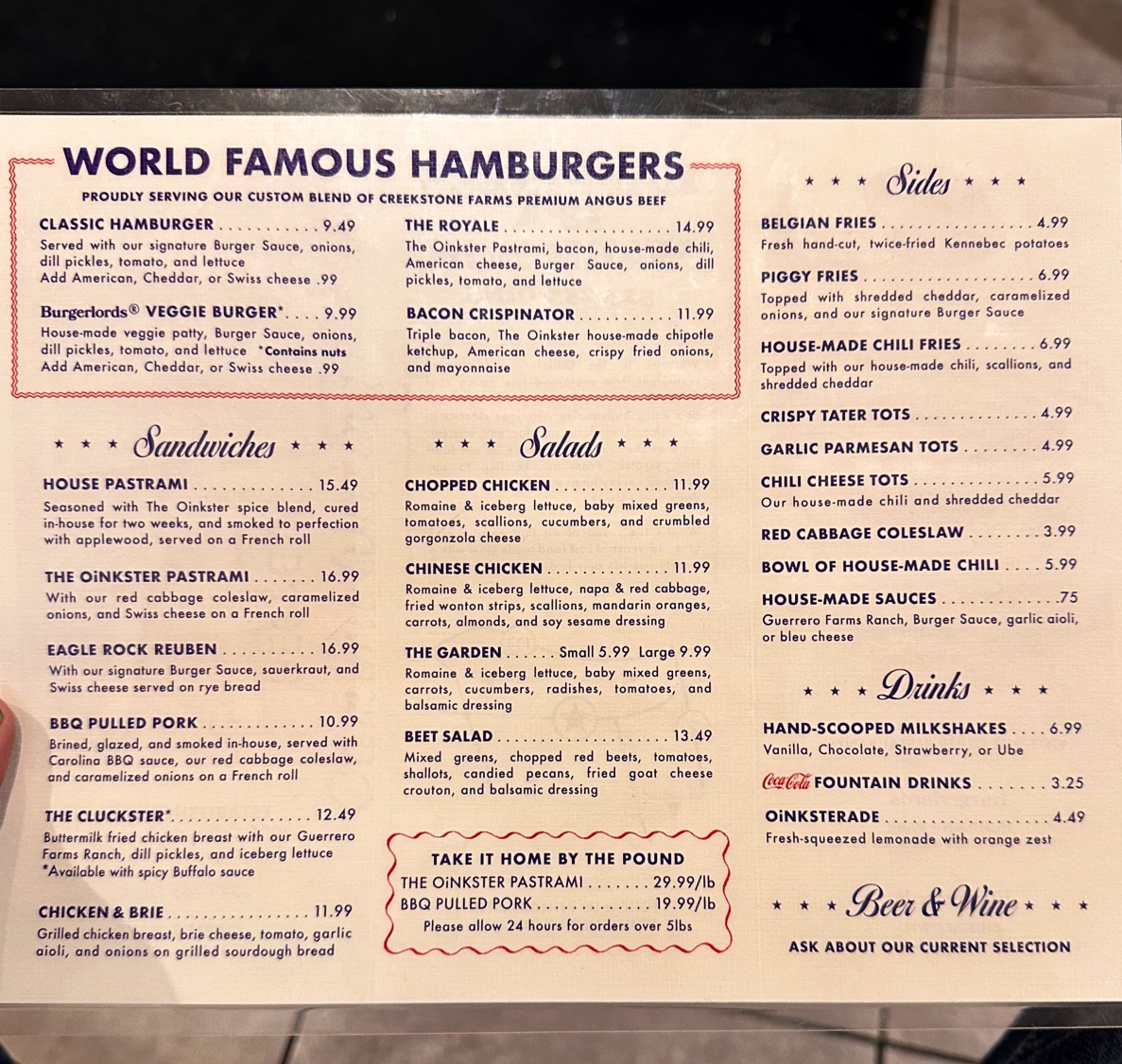 The Oinkster Menu - Image 1